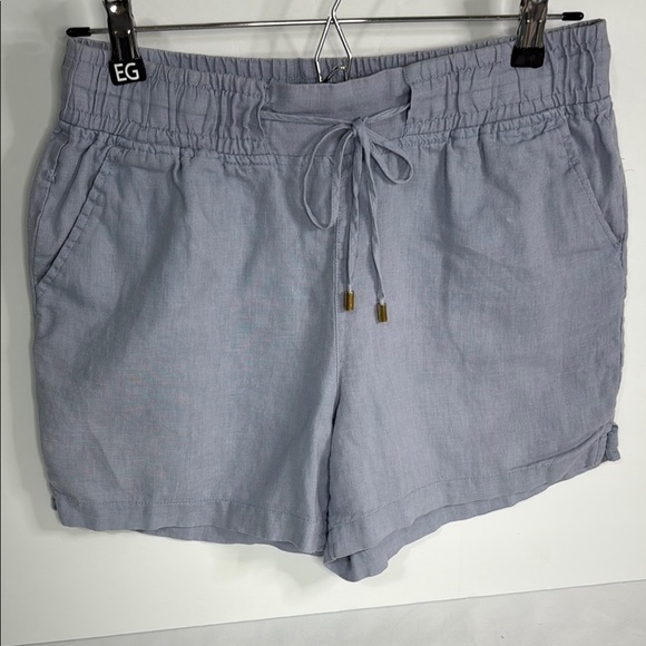Blue High Waist Shorts with Elastic Waistband - Picture 1 of 6